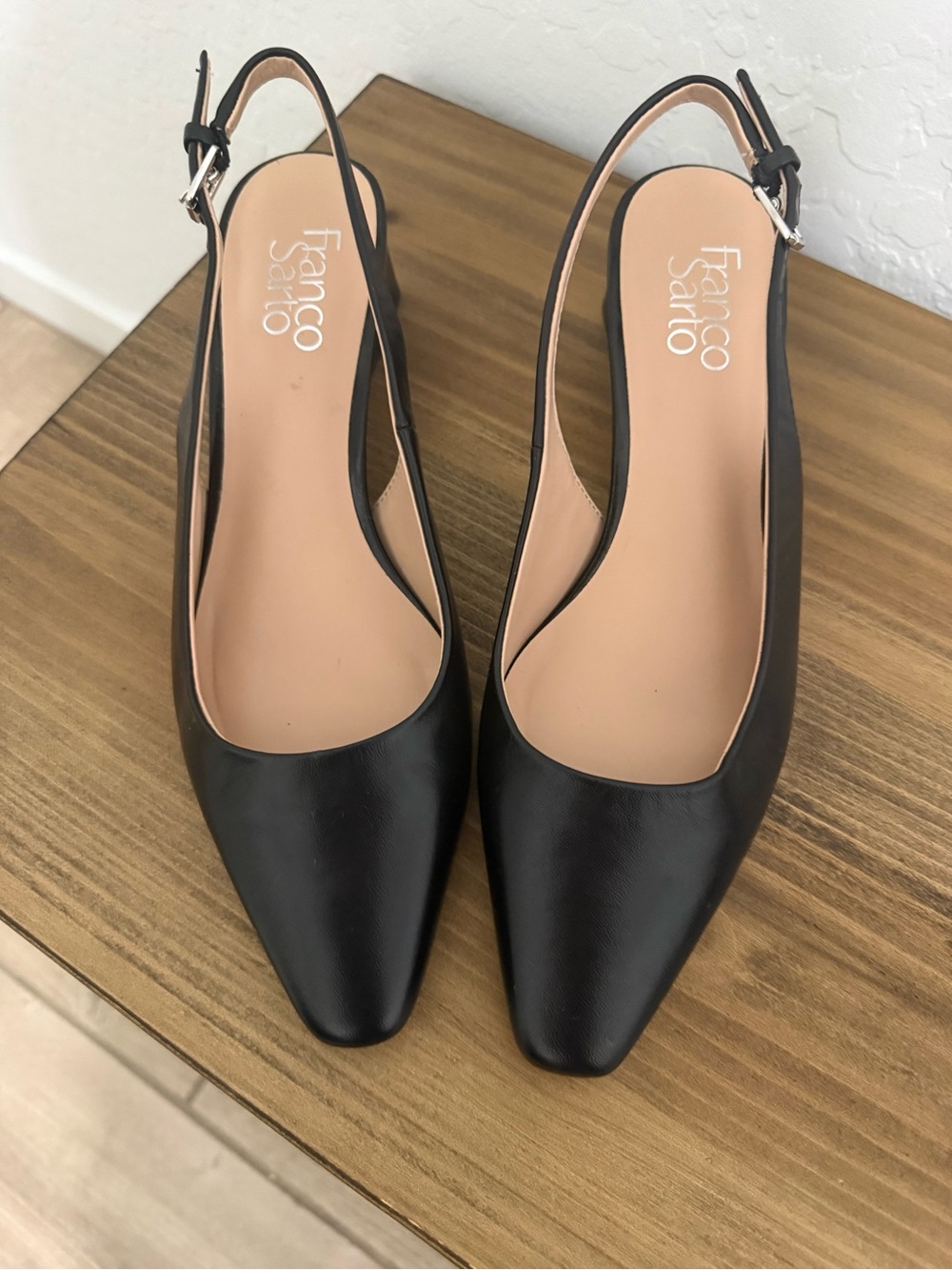 Franco Sarto Black Pointed Slingback Heels